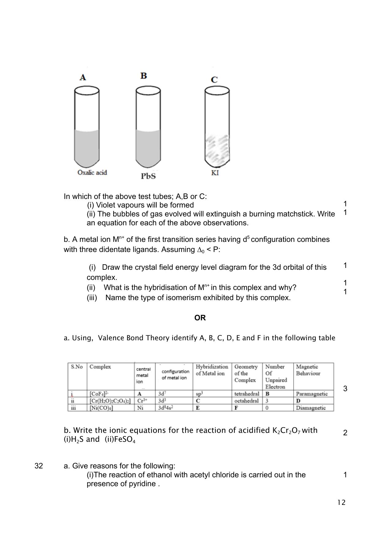 CBSE Class 12 Chemistry Sample Question Paper 2024-25 - Page 12