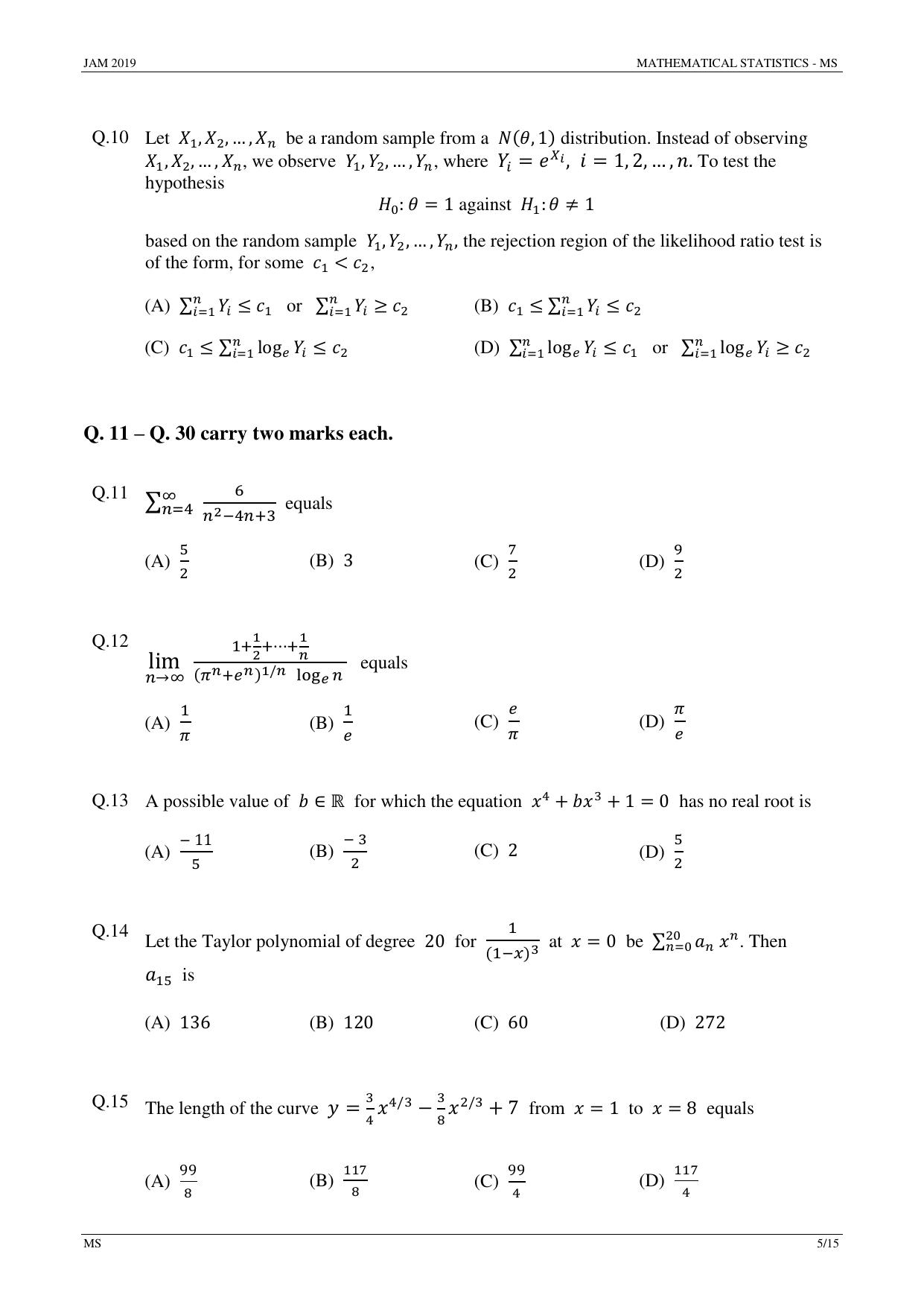 JAM 2019: MS Question Paper - Page 5
