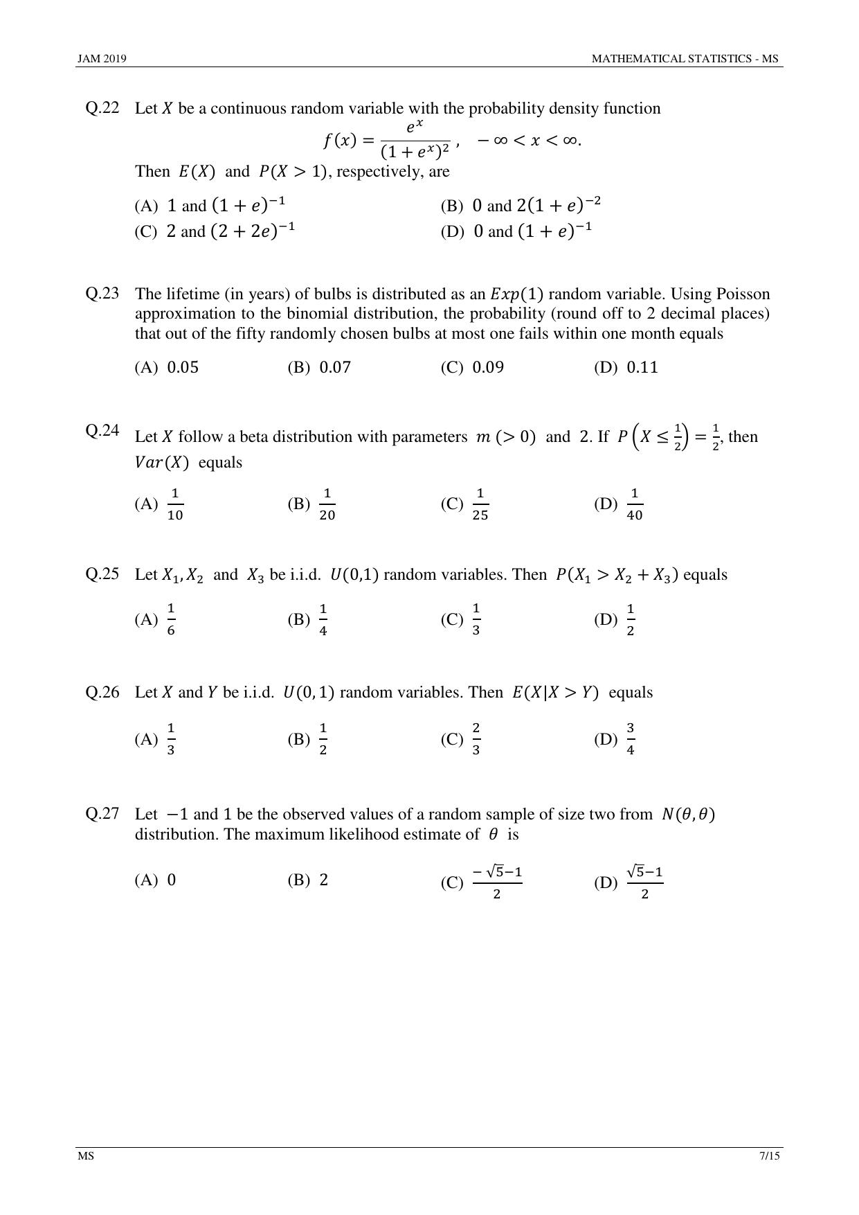 JAM 2019: MS Question Paper - Page 7