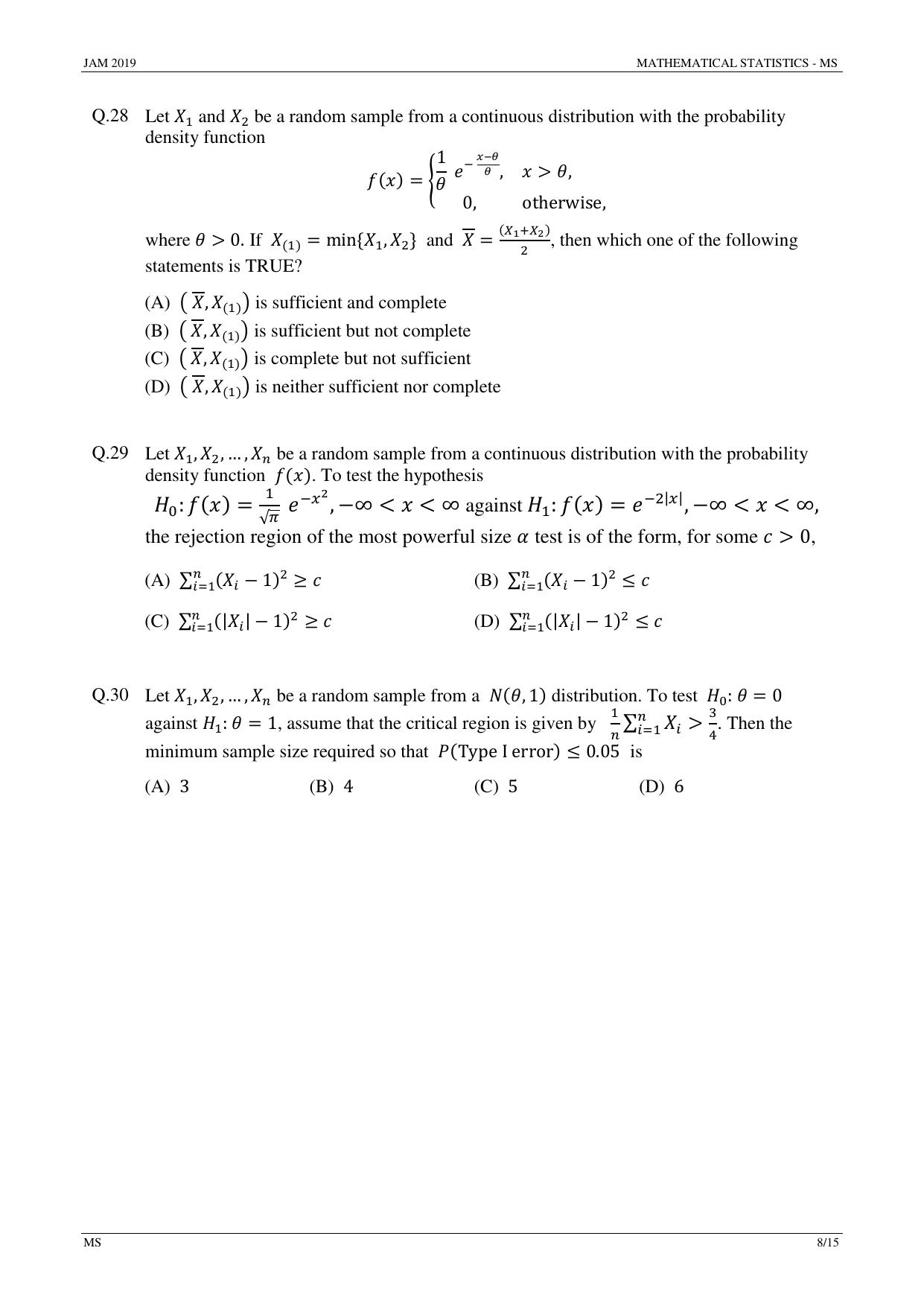 JAM 2019: MS Question Paper - Page 8