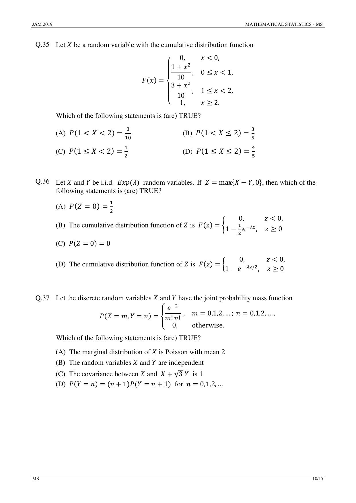 JAM 2019: MS Question Paper - Page 10