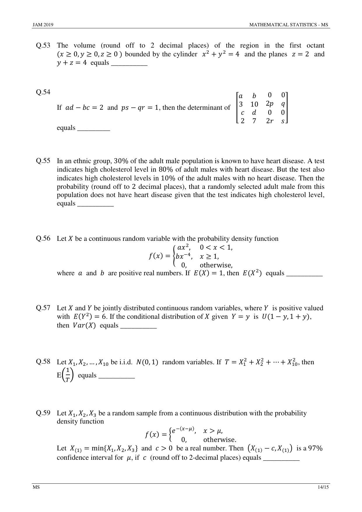 JAM 2019: MS Question Paper - Page 14