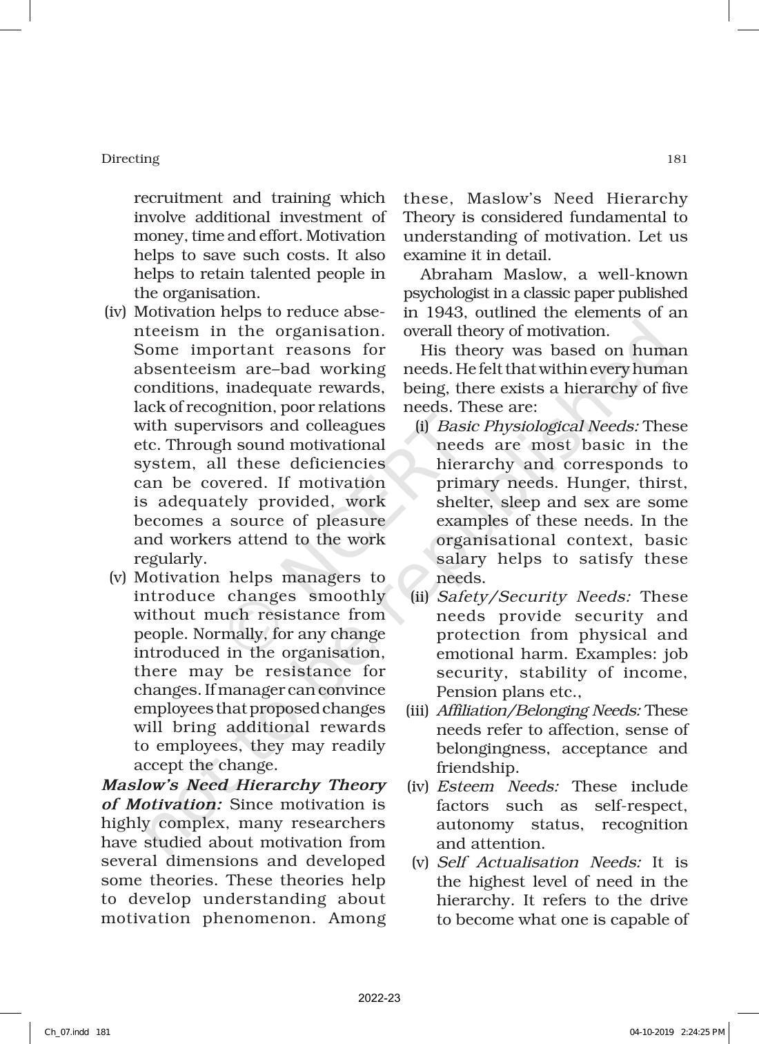 NCERT Book for Class 12 Business Studies Chapter 7 Directing - Page 11
