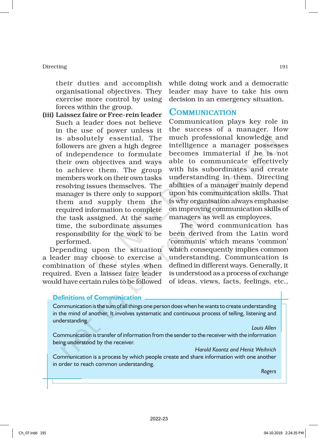 NCERT Book for Class 12 Business Studies Chapter 7 Directing - Page 21