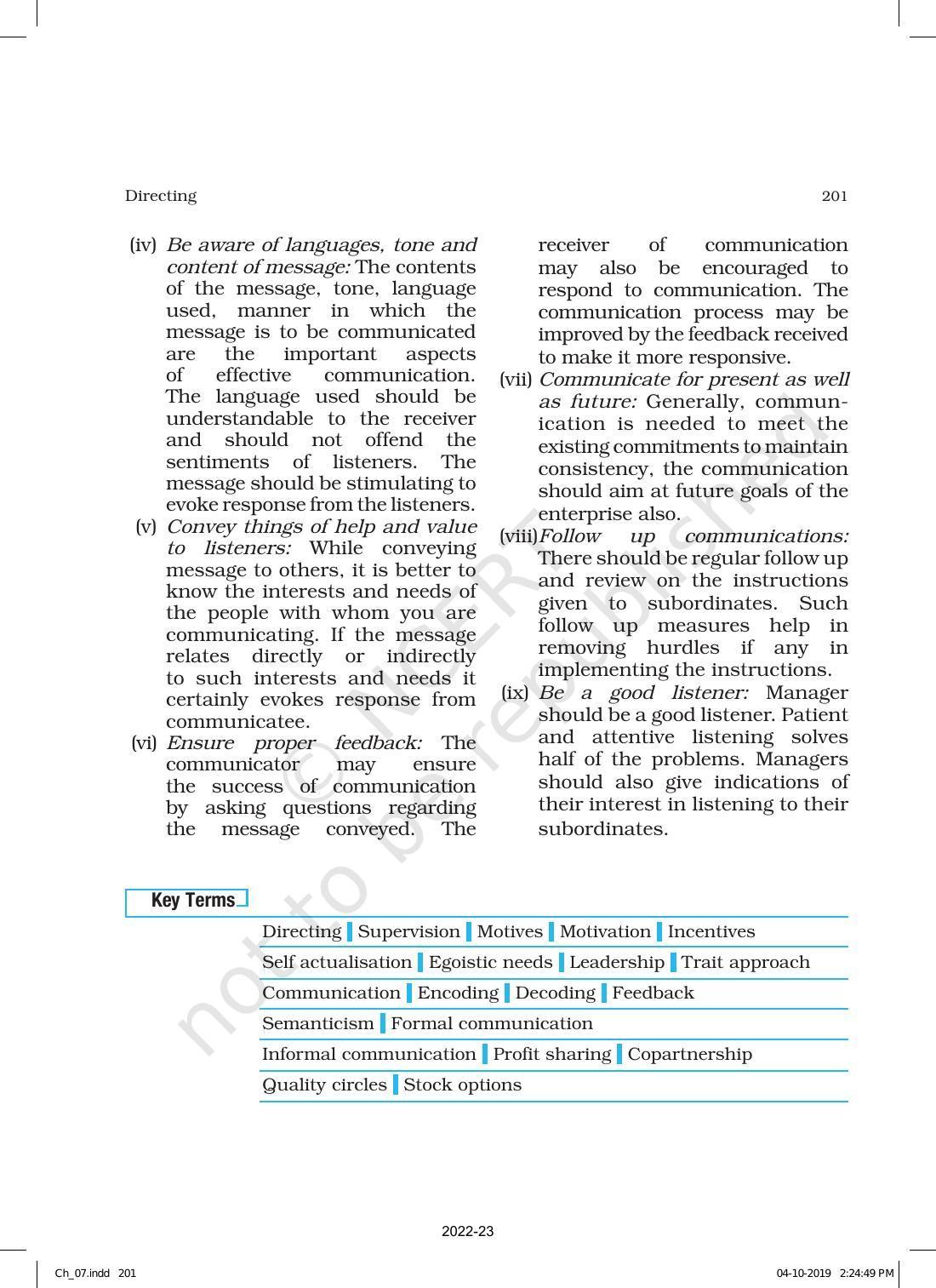 NCERT Book for Class 12 Business Studies Chapter 7 Directing - Page 31