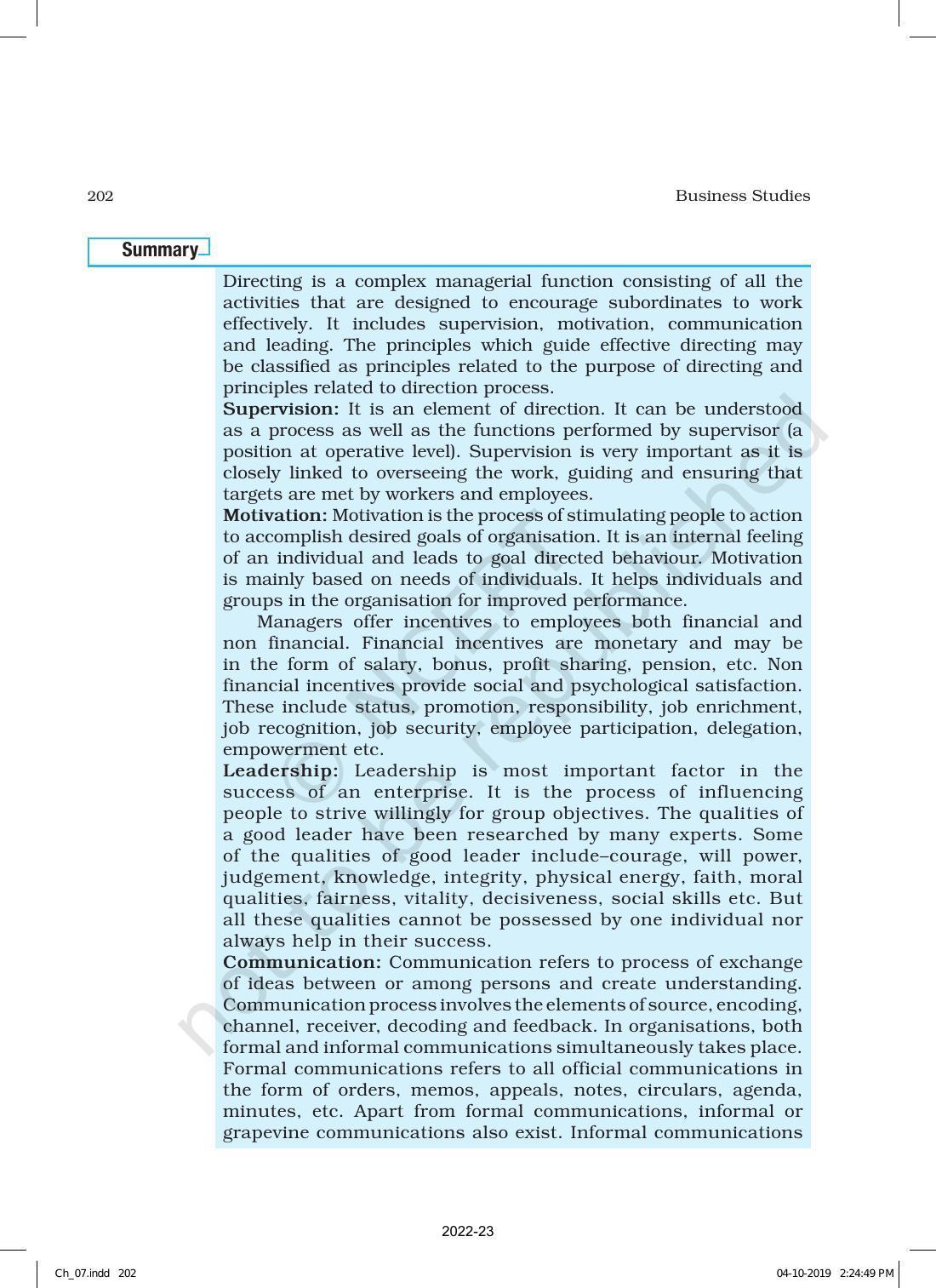 NCERT Book for Class 12 Business Studies Chapter 7 Directing - Page 32