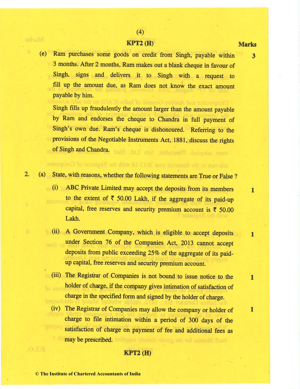 CA Inter May 2019 Question Paper - Paper 2 – Corporate and Other Laws - Page 4
