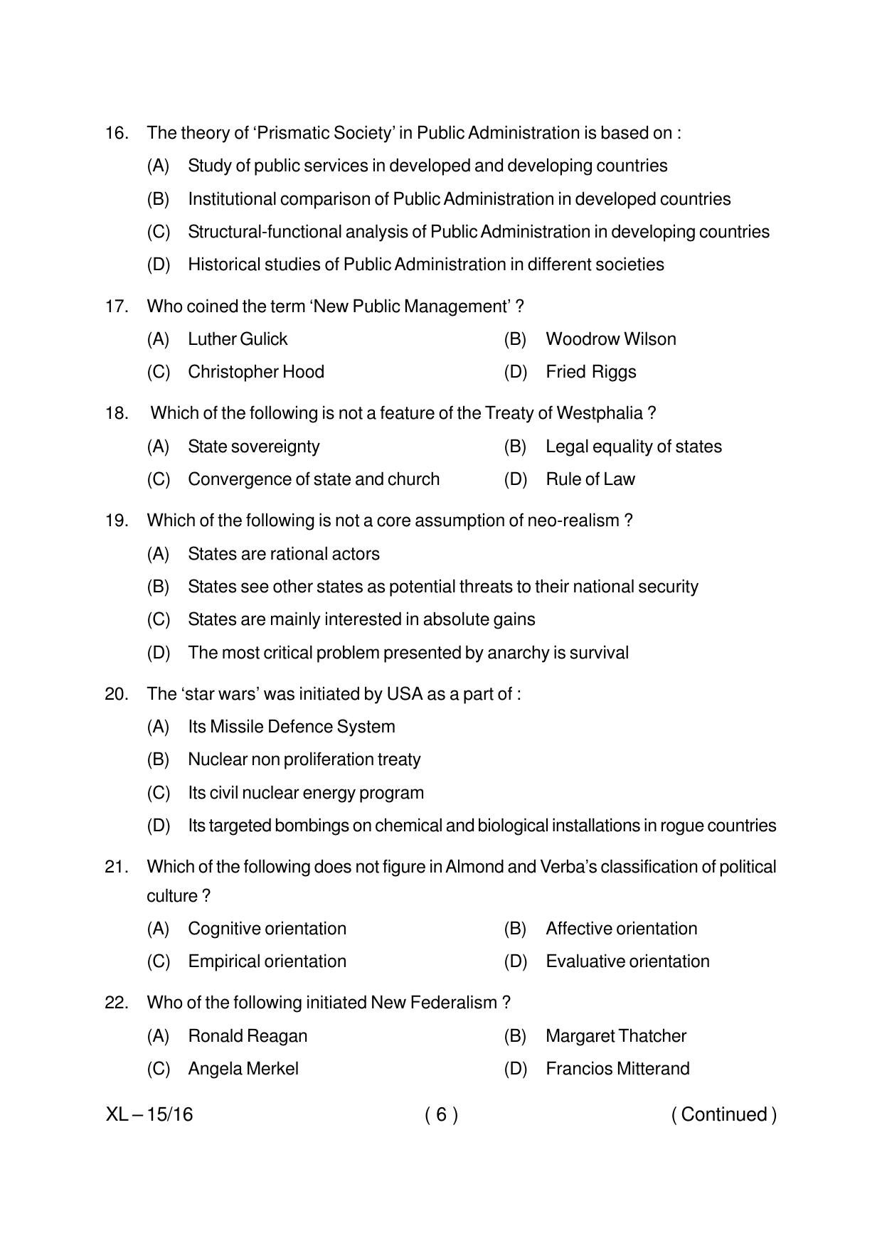 Odisha CPET POLITICAL SCIENCE 2020 Question Paper - Page 6