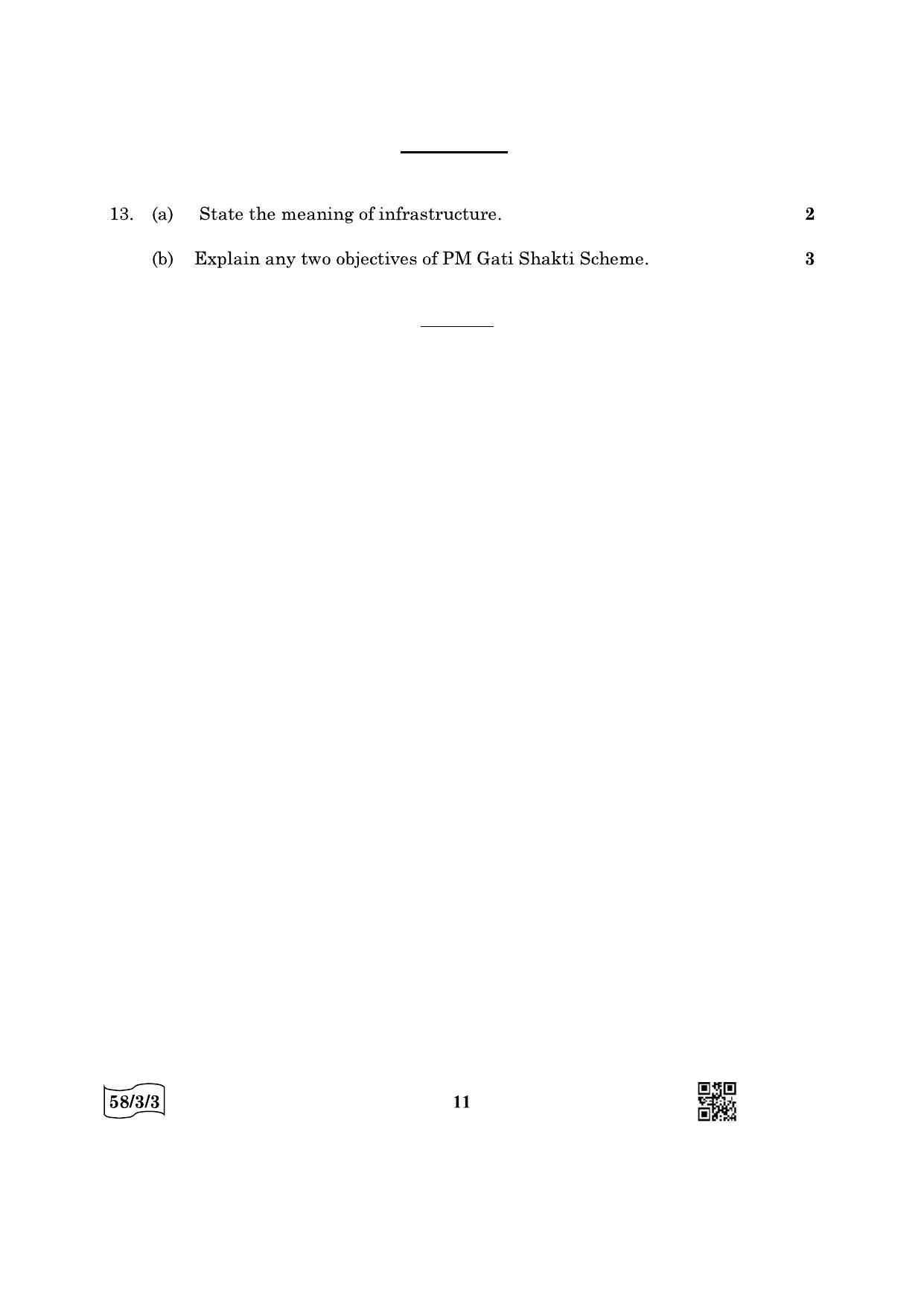 CBSE Class 12 58-3-3 Economics 2022 Question Paper - Page 11