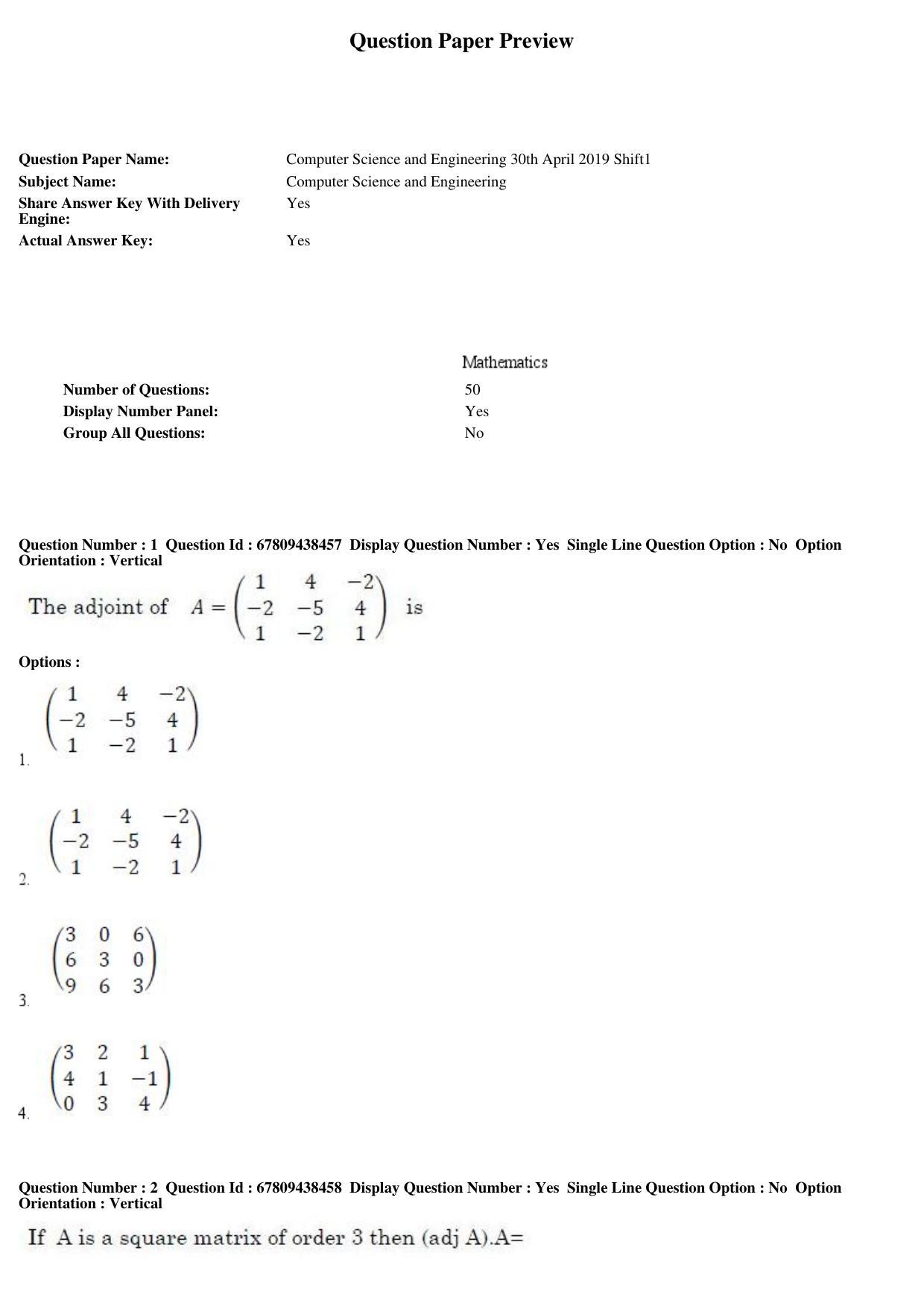 AP ECET 2019 - Computer Science and Engineering Question Paper With Preliminary Keys Shift1 - Page 1