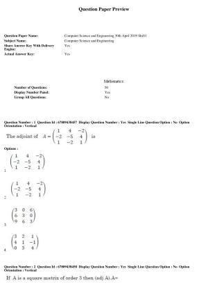 AP ECET 2019 - Computer Science and Engineering Question Paper With Preliminary Keys Shift1