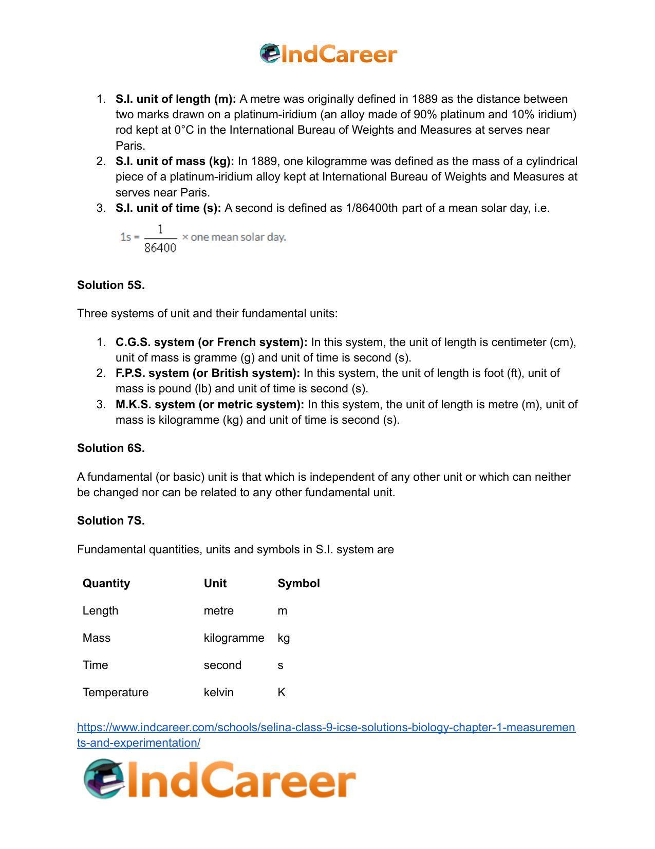 Selina Class 9 ICSE Solutions Biology : Chapter 1- Measurements and Experimentation - Page 3