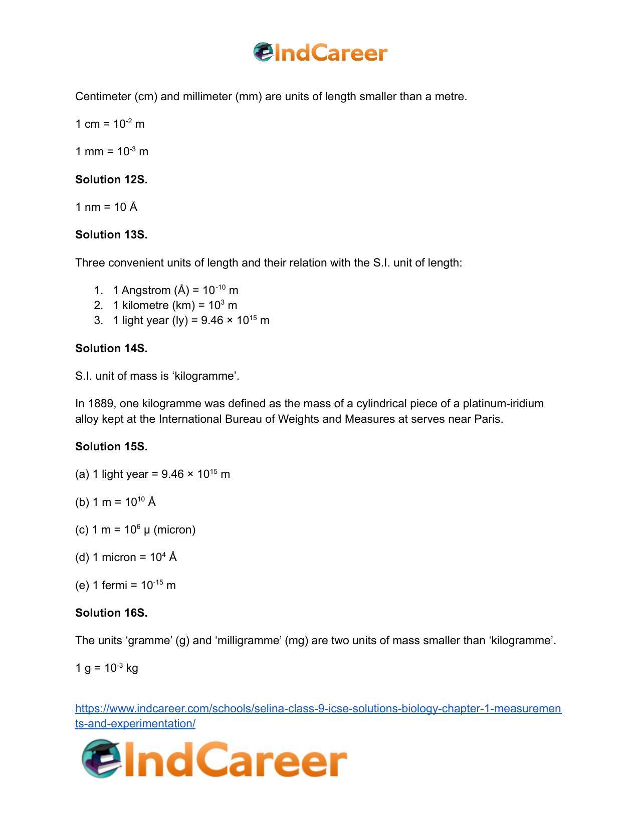 Selina Class 9 ICSE Solutions Biology : Chapter 1- Measurements and Experimentation - Page 5