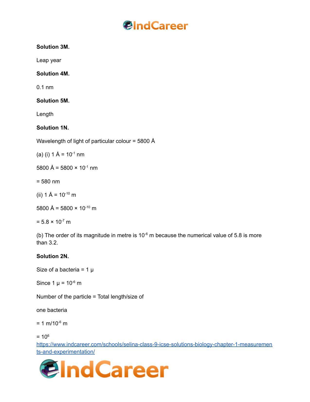 Selina Class 9 ICSE Solutions Biology : Chapter 1- Measurements and Experimentation - Page 8