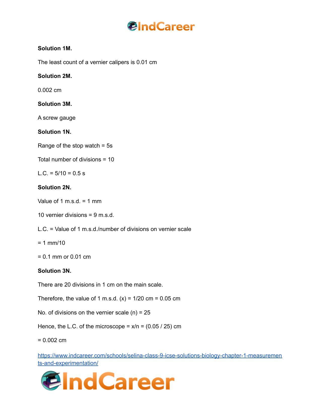 Selina Class 9 ICSE Solutions Biology : Chapter 1- Measurements and Experimentation - Page 21