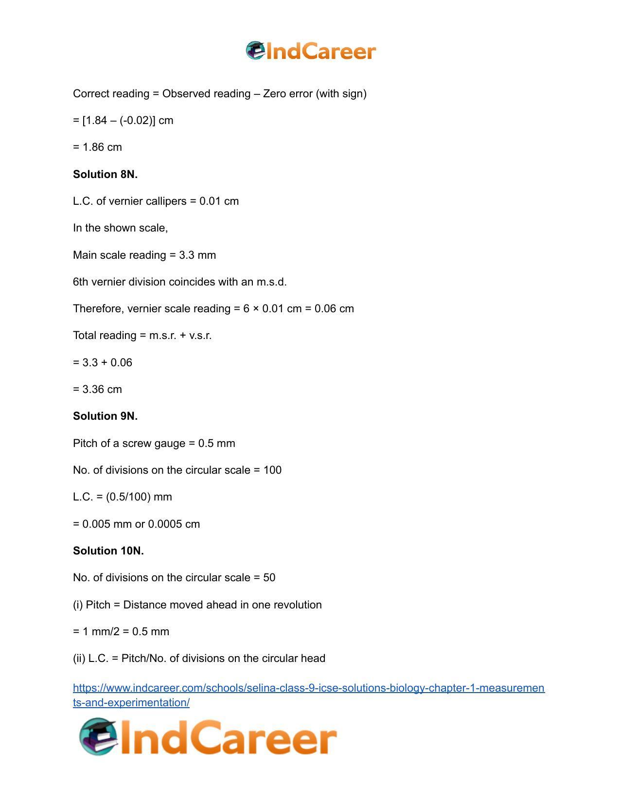 Selina Class 9 ICSE Solutions Biology : Chapter 1- Measurements and Experimentation - Page 24