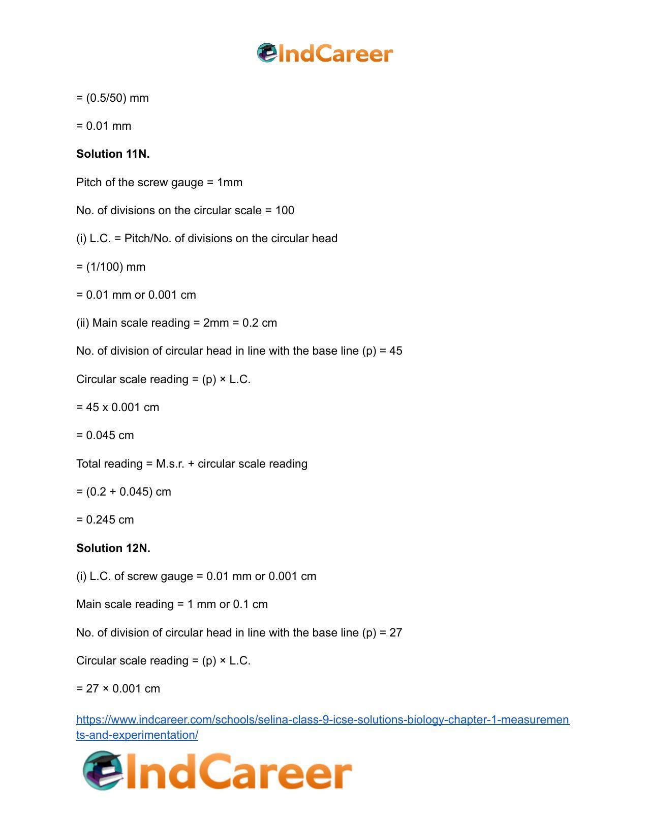 Selina Class 9 ICSE Solutions Biology : Chapter 1- Measurements and Experimentation - Page 25