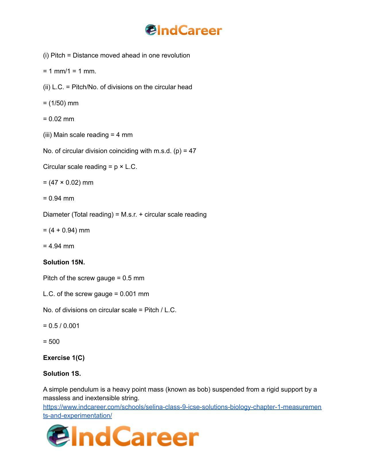 Selina Class 9 ICSE Solutions Biology : Chapter 1- Measurements and Experimentation - Page 27