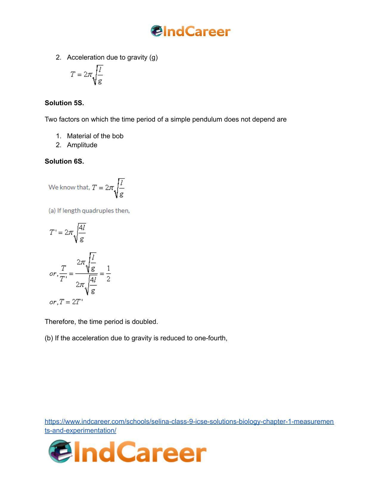 Selina Class 9 ICSE Solutions Biology : Chapter 1- Measurements and Experimentation - Page 29