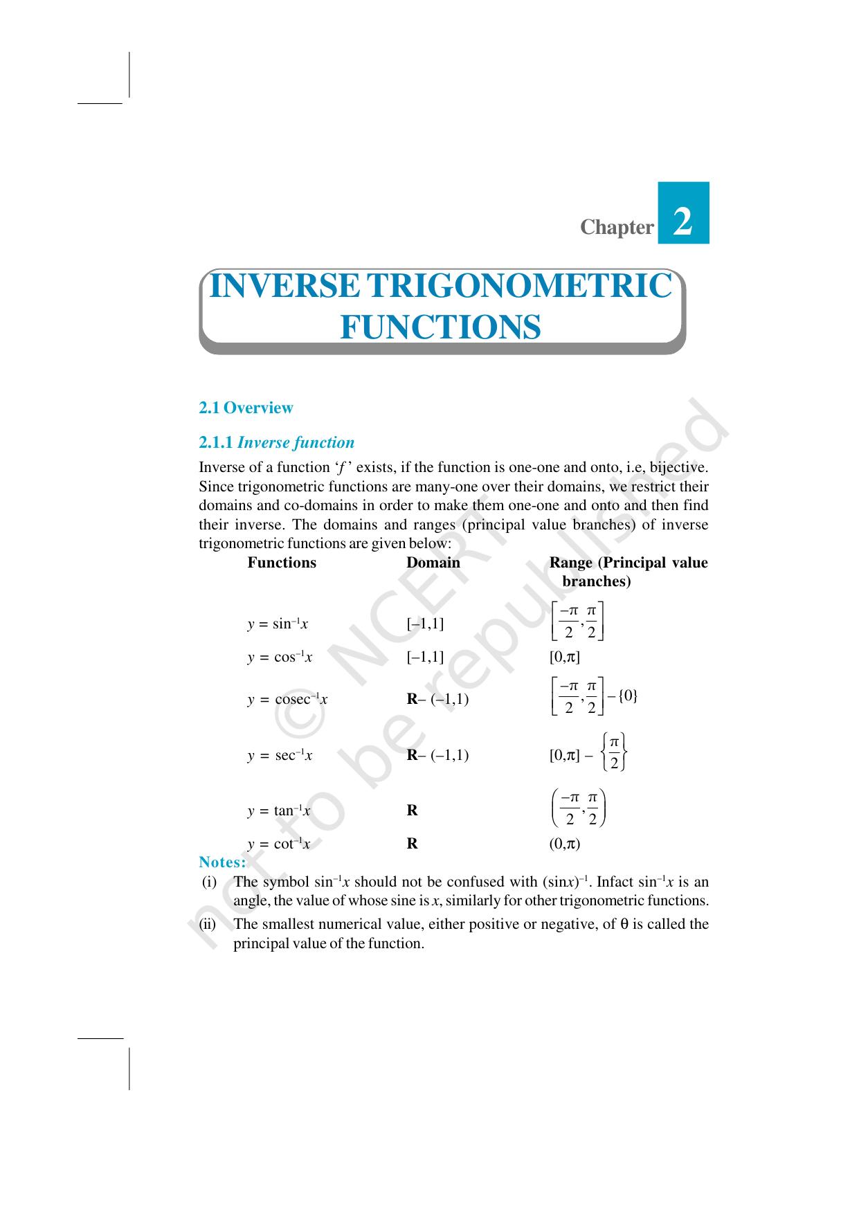 NCERT Exemplar Class 12: Mathematics Unit 2 (Inverse Trigonometric Functions) - Page 1
