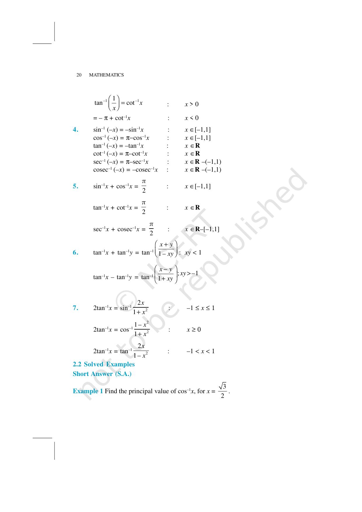 NCERT Exemplar Class 12: Mathematics Unit 2 (Inverse Trigonometric Functions) - Page 3