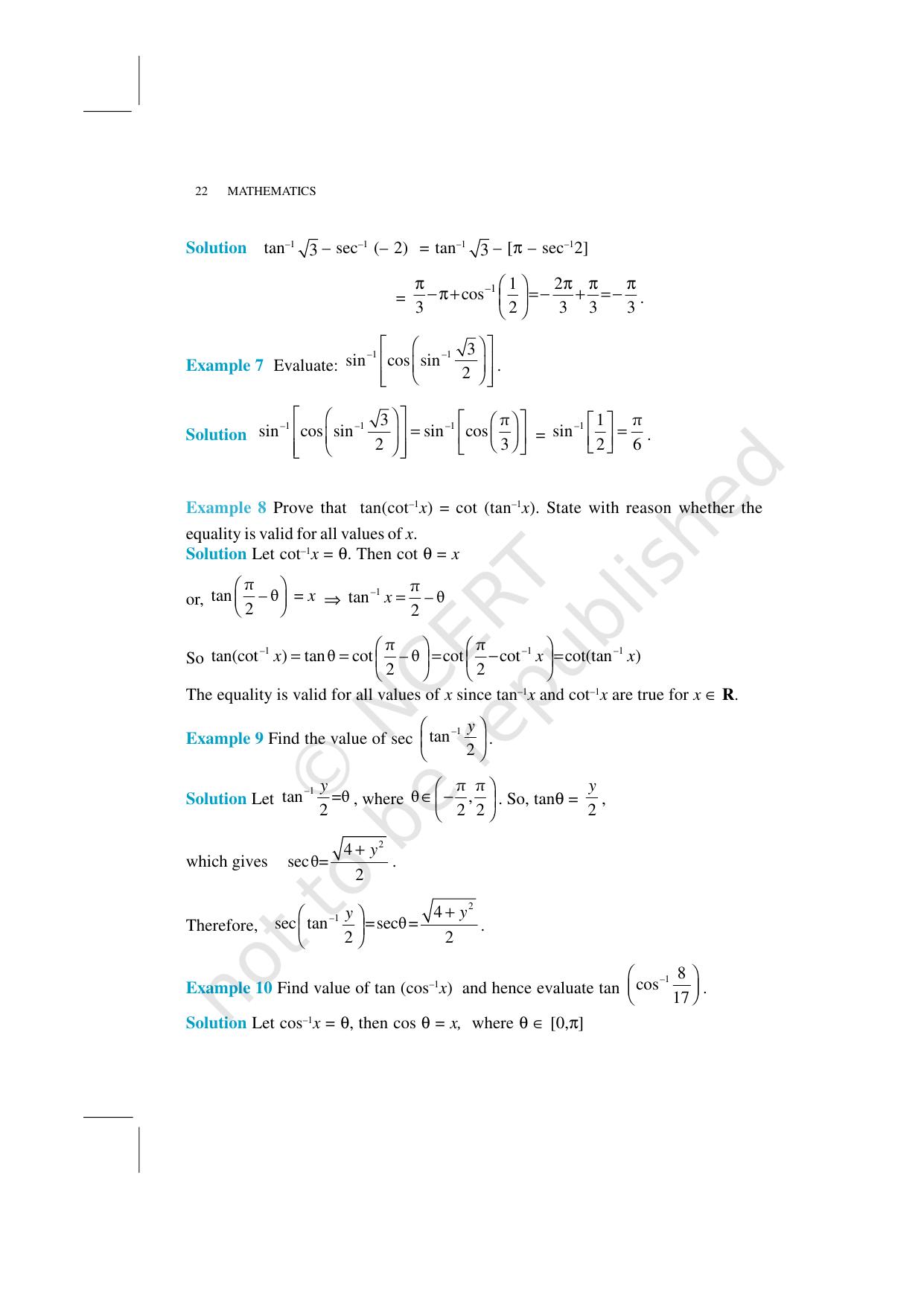 NCERT Exemplar Class 12: Mathematics Unit 2 (Inverse Trigonometric Functions) - Page 5