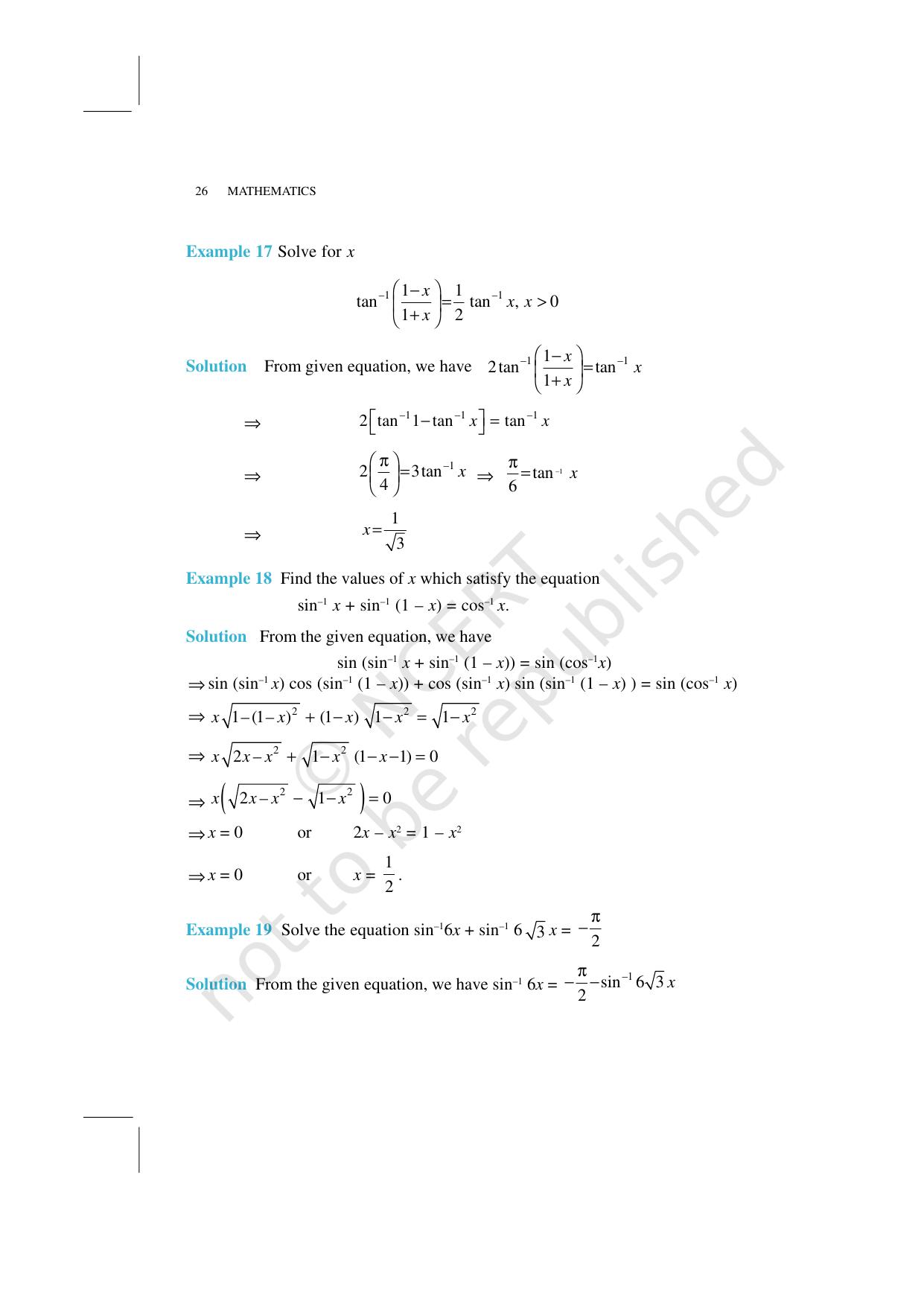 NCERT Exemplar Class 12: Mathematics Unit 2 (Inverse Trigonometric Functions) - Page 9