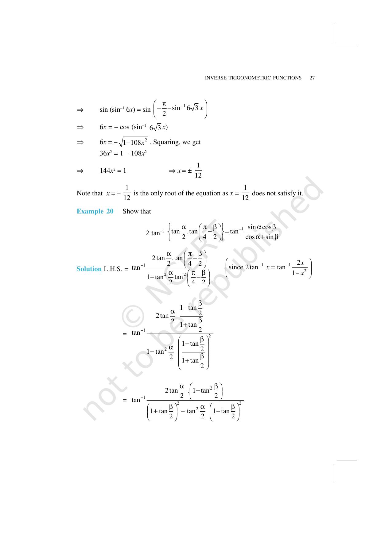 NCERT Exemplar Class 12: Mathematics Unit 2 (Inverse Trigonometric Functions) - Page 10
