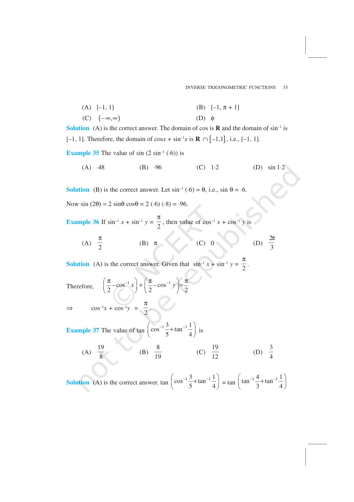 NCERT Exemplar Class 12: Mathematics Unit 2 (Inverse Trigonometric Functions) - Page 16