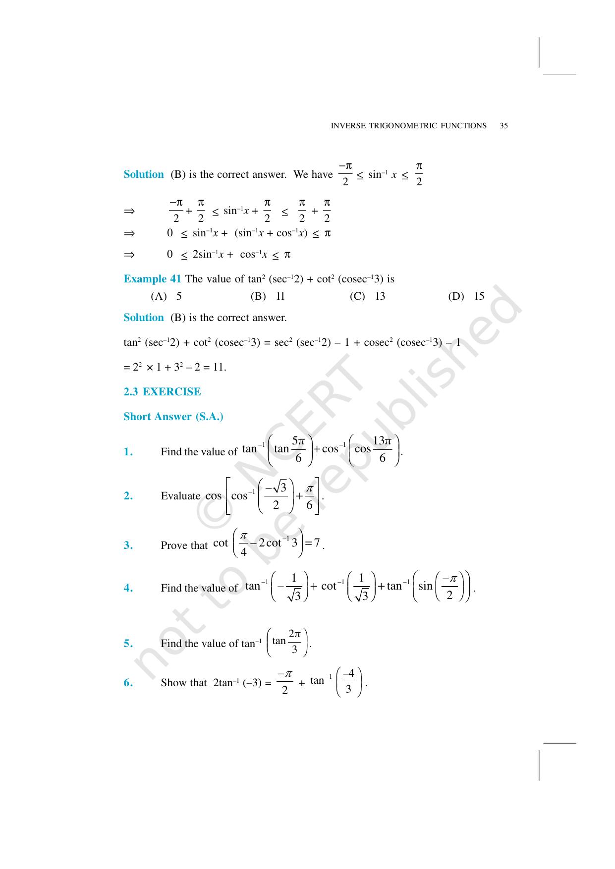 NCERT Exemplar Class 12: Mathematics Unit 2 (Inverse Trigonometric Functions) - Page 18