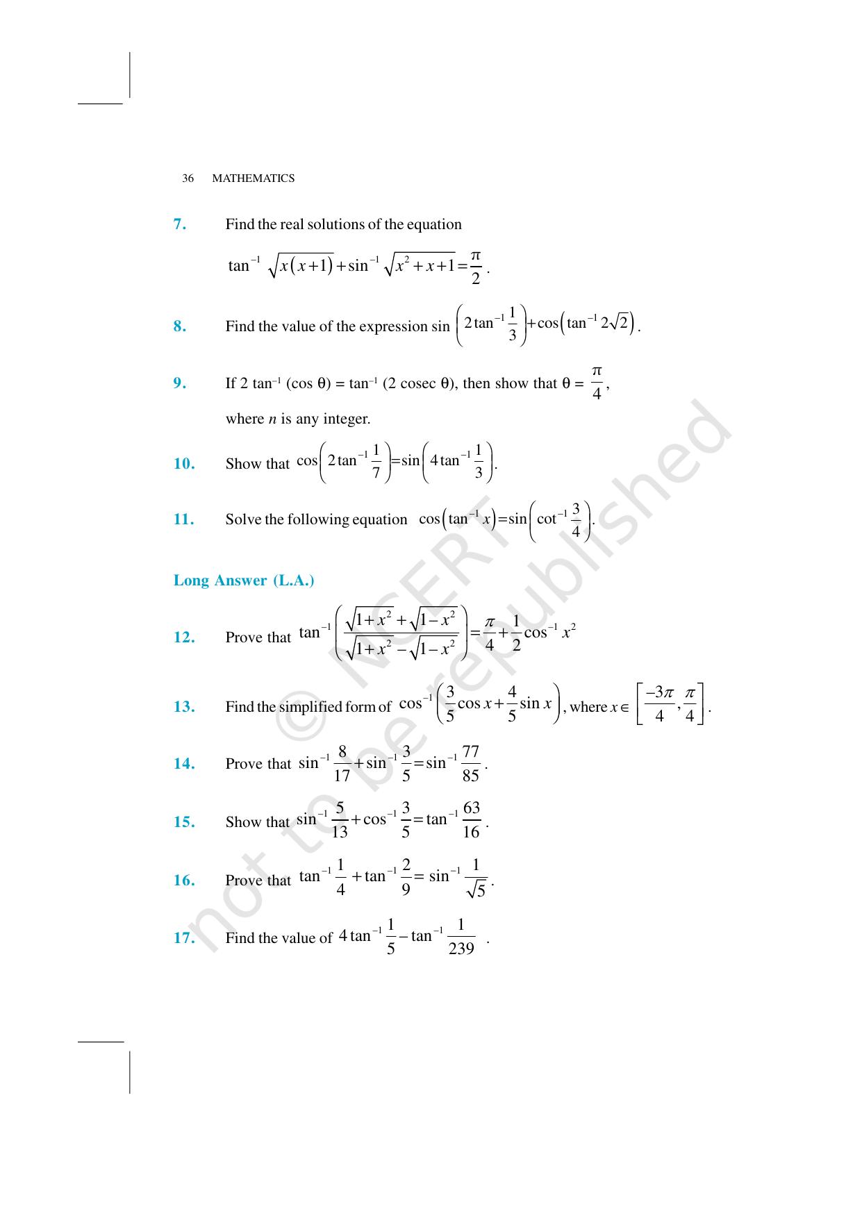 NCERT Exemplar Class 12: Mathematics Unit 2 (Inverse Trigonometric Functions) - Page 19