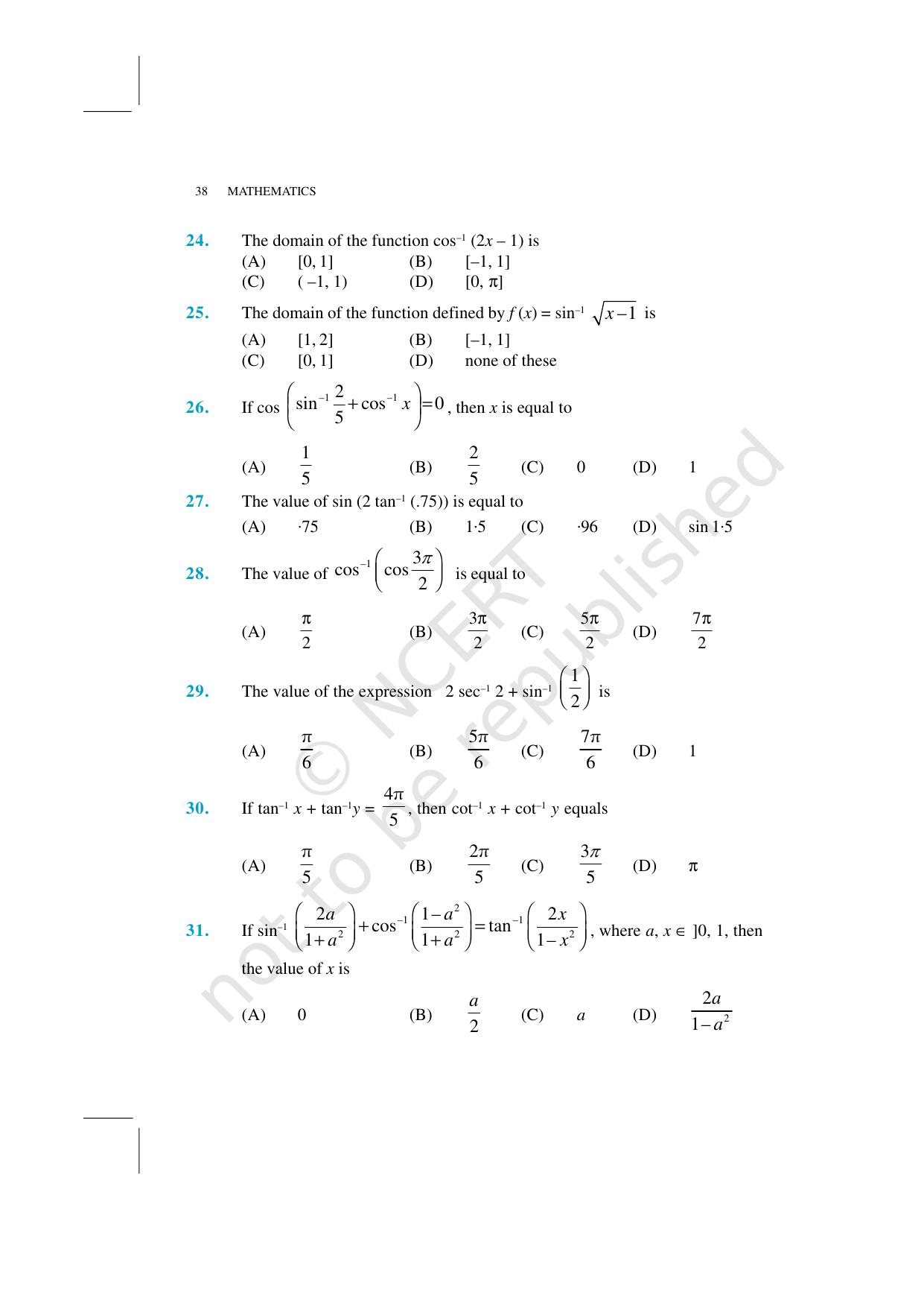 NCERT Exemplar Class 12: Mathematics Unit 2 (Inverse Trigonometric Functions) - Page 21
