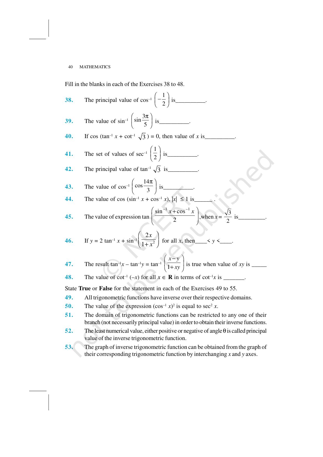 NCERT Exemplar Class 12: Mathematics Unit 2 (Inverse Trigonometric Functions) - Page 23