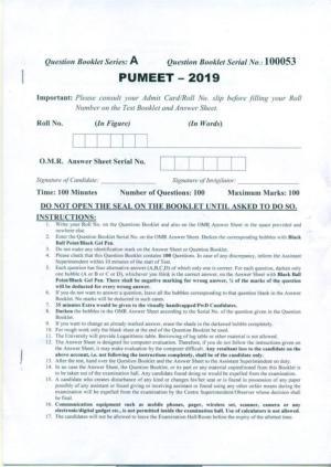 PUMEET 2019 Question Papers
