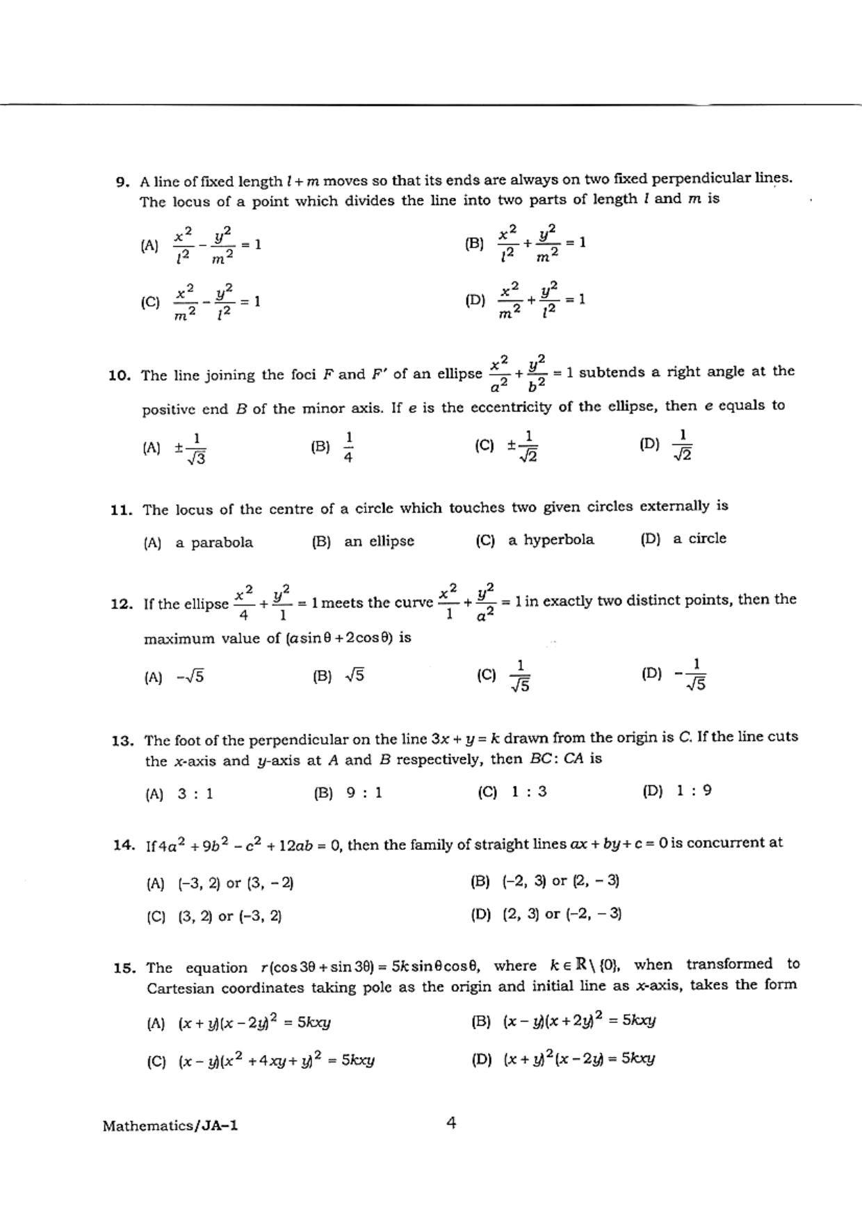 WB JECA 2018 Mathematics Question Paper - Page 4