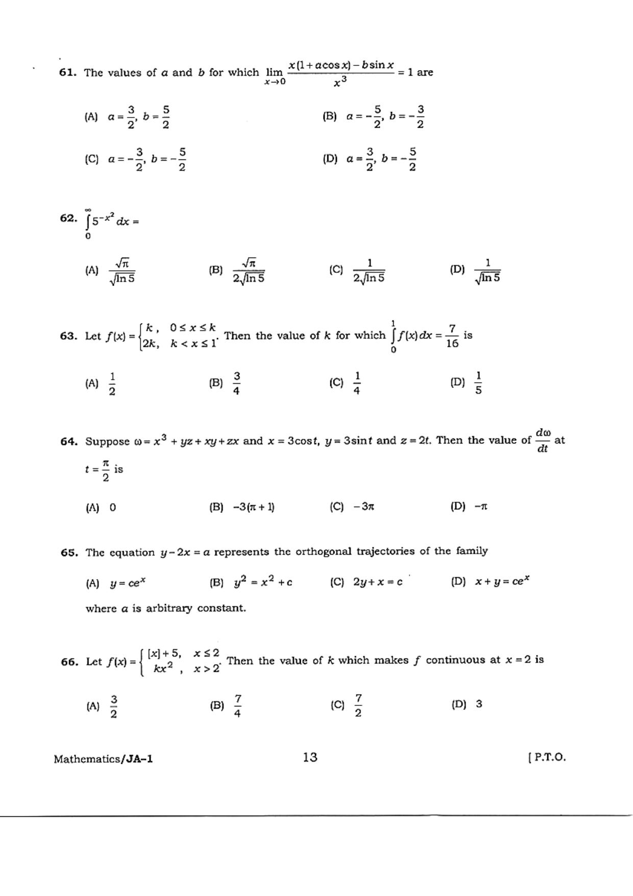 WB JECA 2018 Mathematics Question Paper - Page 13