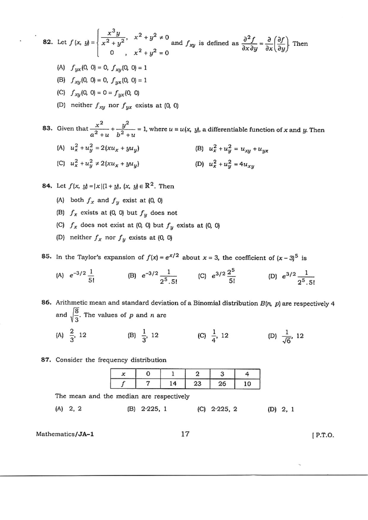 WB JECA 2018 Mathematics Question Paper - Page 17