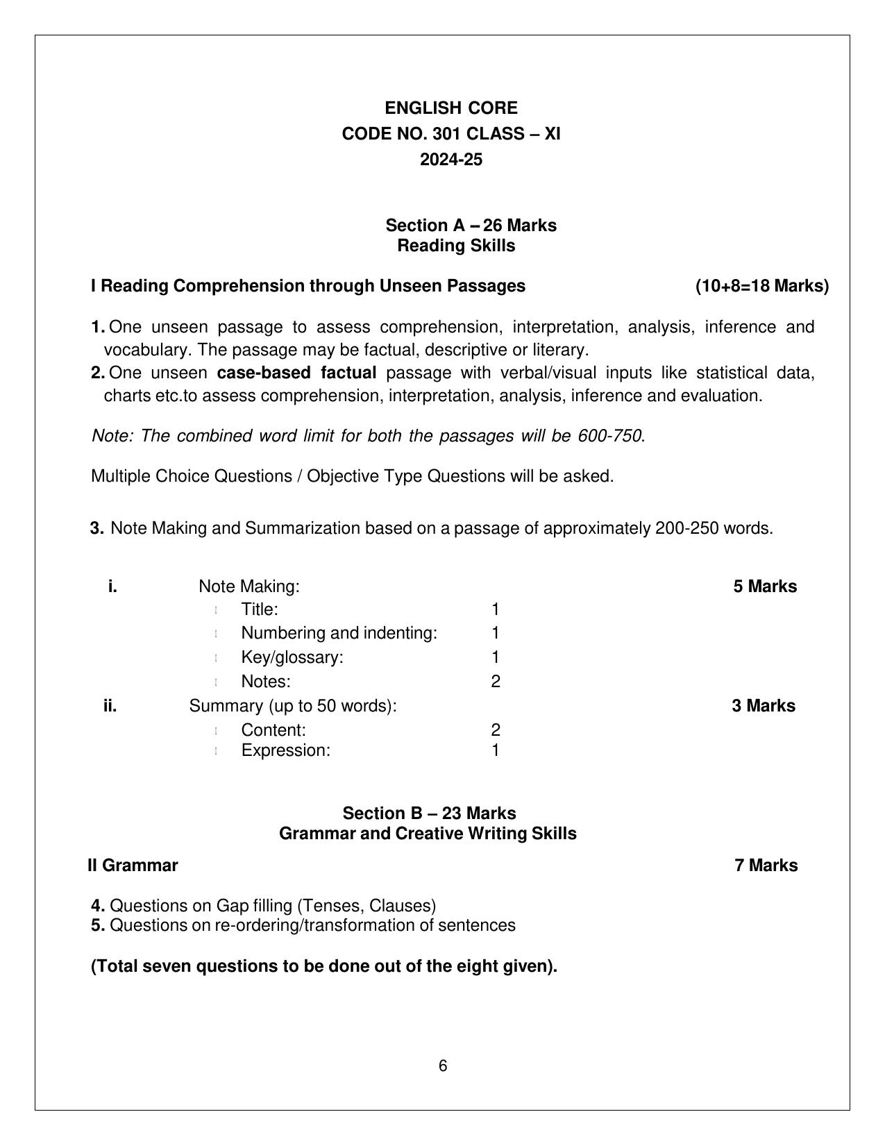 CBSE Class XI & XII English Core Syllabus - Page 6