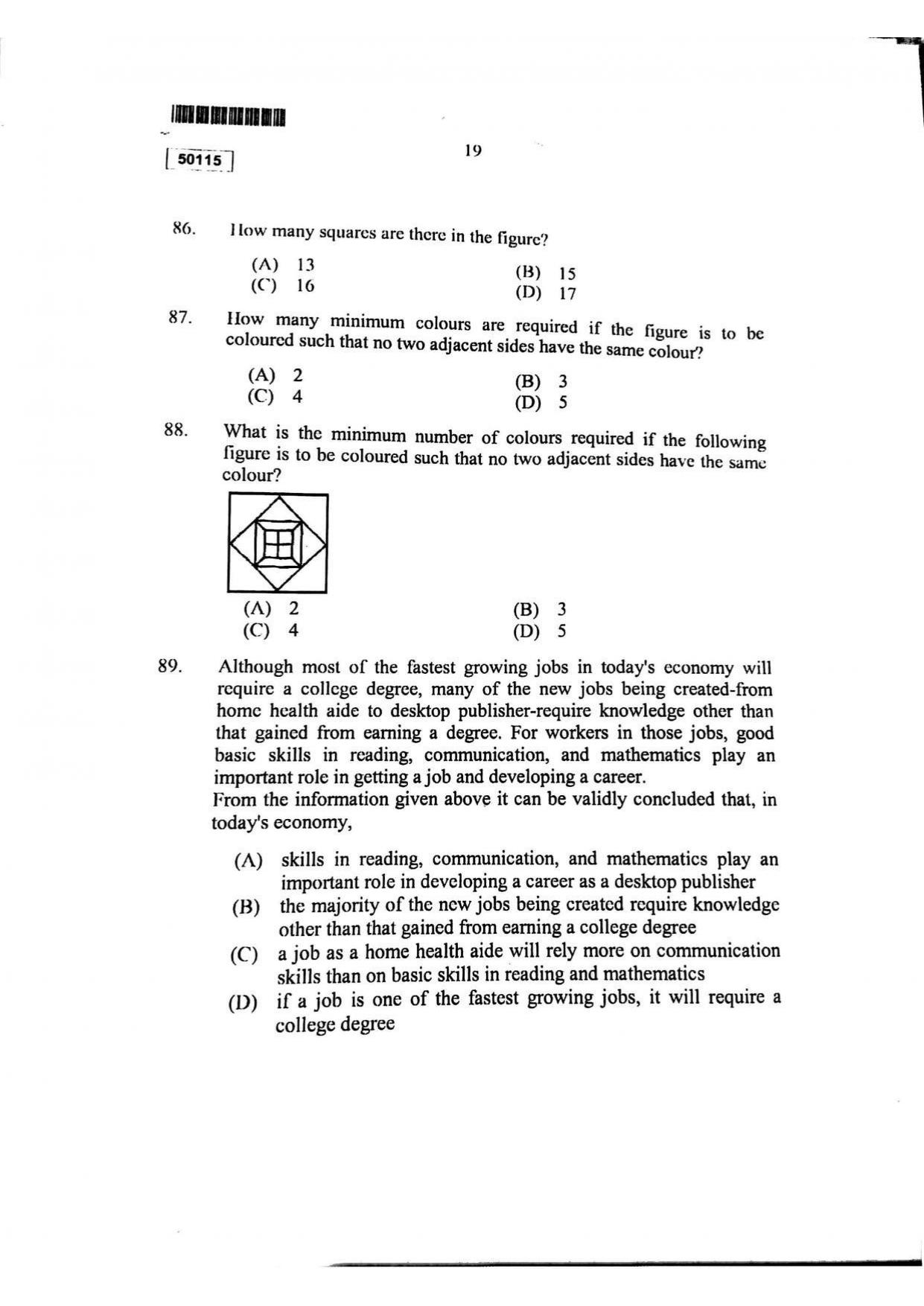 CUSAT CAT 2015 MCA Question Paper - Page 20