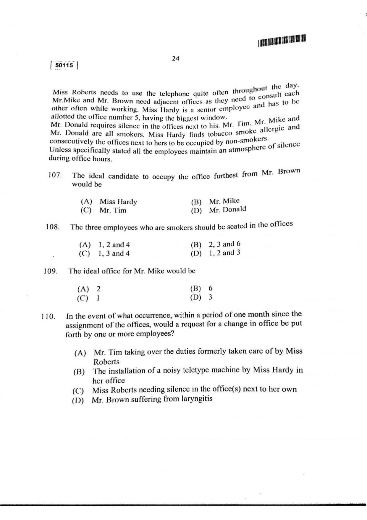 CUSAT CAT 2015 MCA Question Paper - Page 25