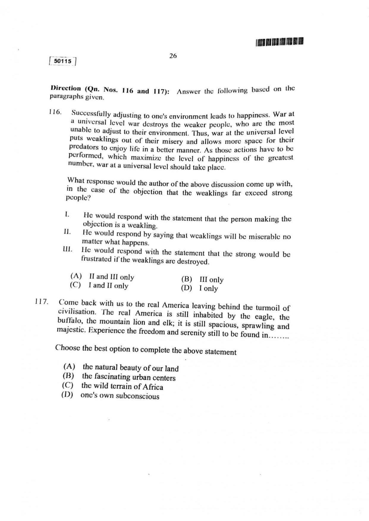 CUSAT CAT 2015 MCA Question Paper - Page 27