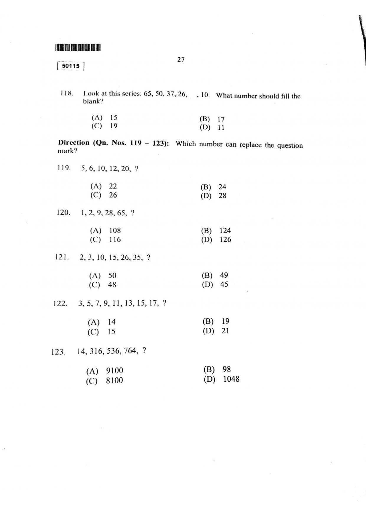 CUSAT CAT 2015 MCA Question Paper - Page 28