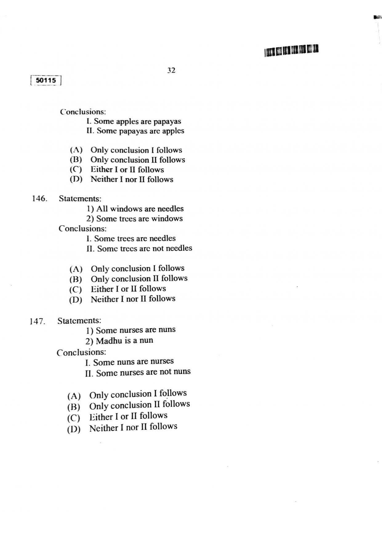 CUSAT CAT 2015 MCA Question Paper - Page 33