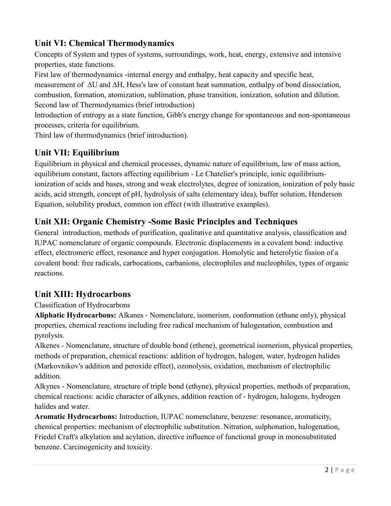 Edudel Class 11 Chemistry (English Medium) Syllabus 2025 - Page 2