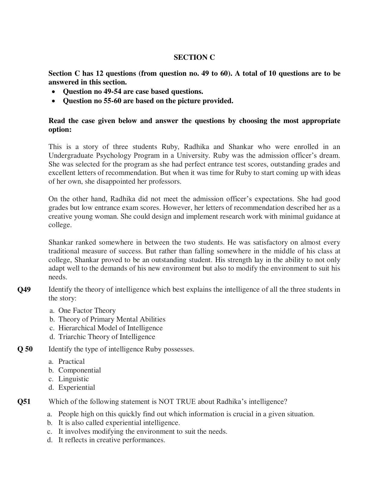 CBSE Class 12 Psychology Sample Paper 2021-22 - Page 12