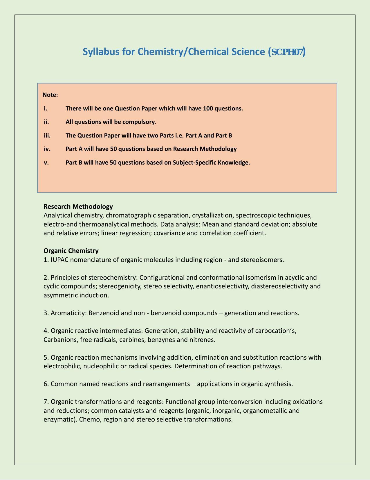 NTA PhD Entrance Exam Chemistry/Chemical Science Syllabus - Page 1