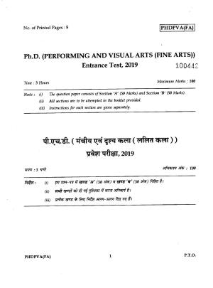 IGNOU PhD Entrance Test Ph.D./M.Phil (Performing And Visual Arts (Fine Arts)) 2019 Question Paper