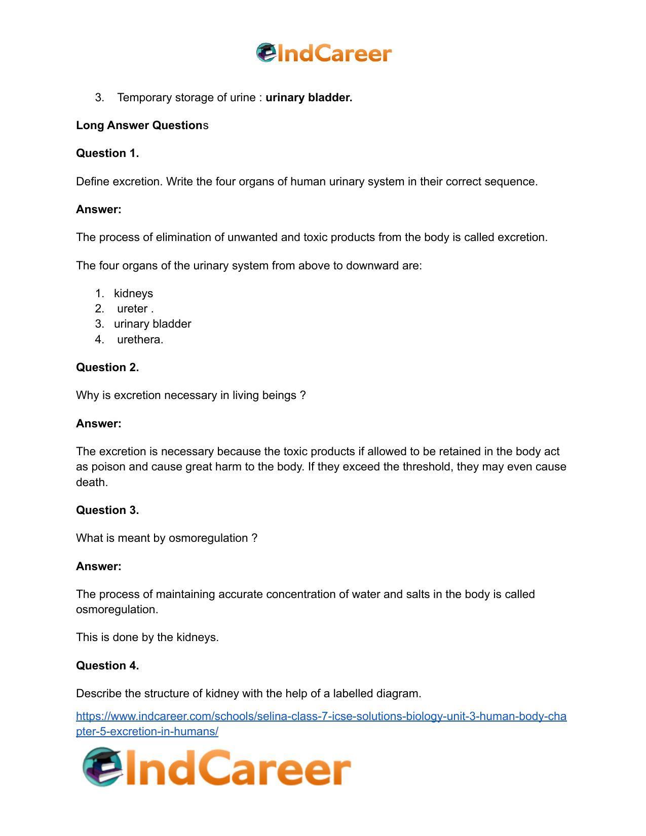 Selina Class 7 ICSE Solutions Biology (Unit 3) - Human Body: Chapter 5- Excretion in Humans - Page 5