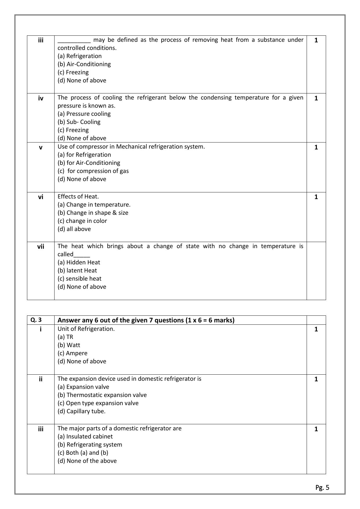CBSE Class 11: AIR-CONDITIONING & REFRIGERATION 2024 Sample Paper - Page 5