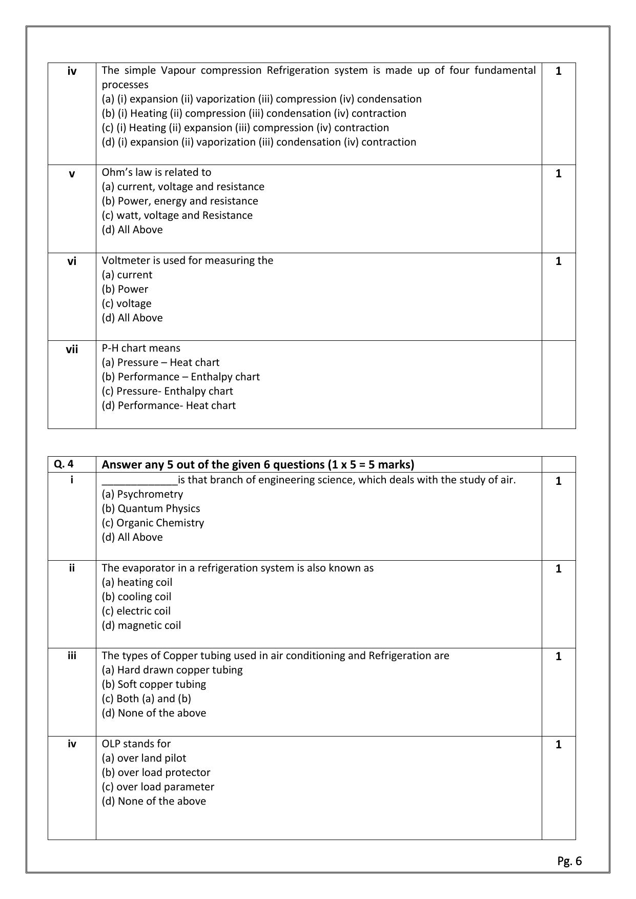 CBSE Class 11: AIR-CONDITIONING & REFRIGERATION 2024 Sample Paper - Page 6